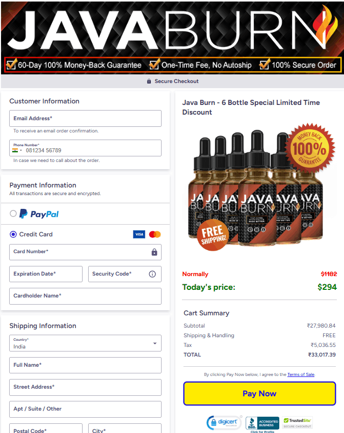 Morning Coffee Ritual checkout page